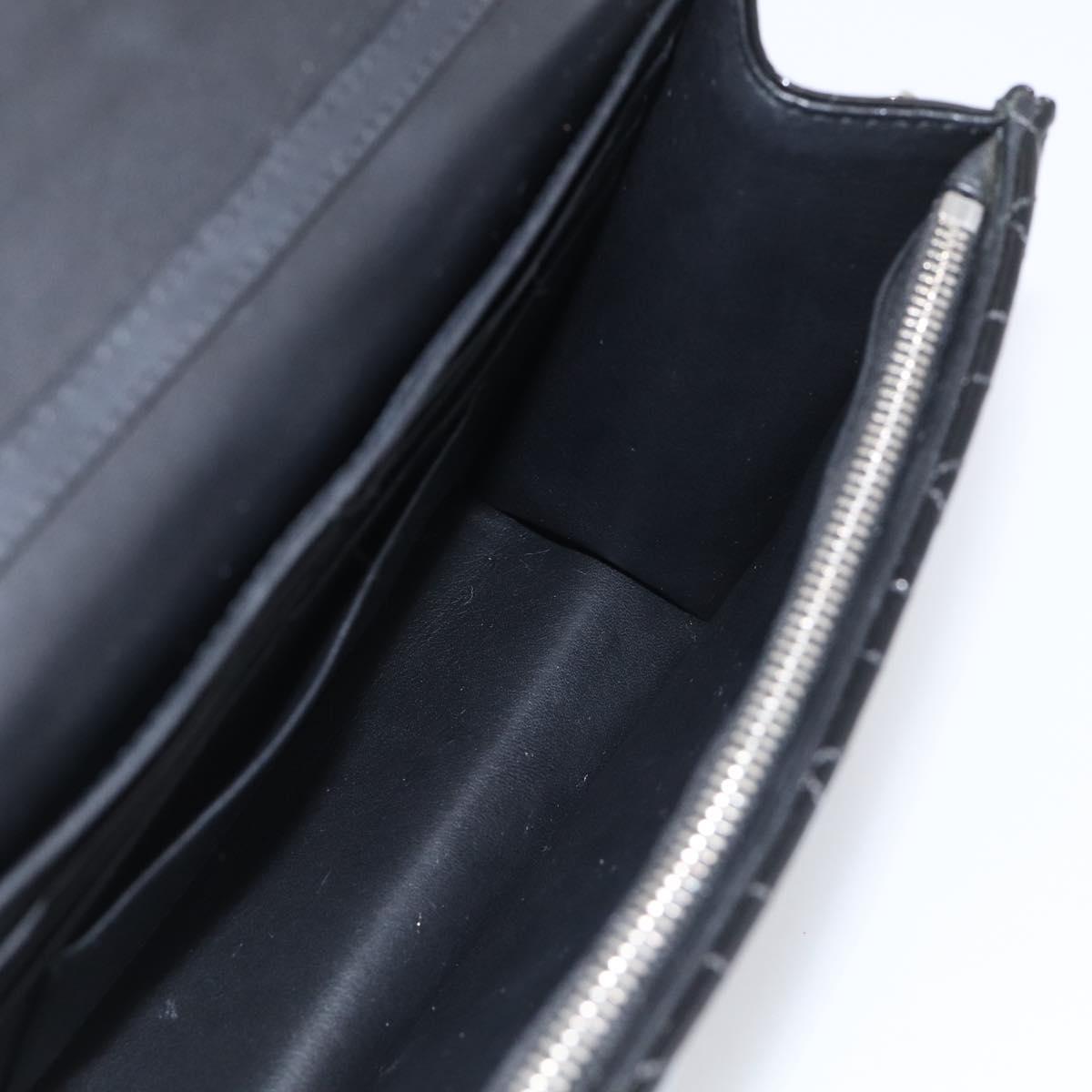 Christian Dior Canage Chain Shoulder Bag patent Black Silver Auth 211498V