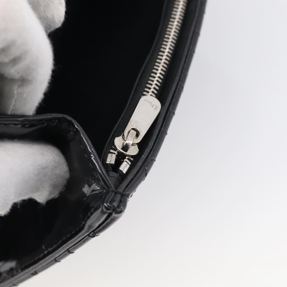 Christian Dior Canage Chain Shoulder Bag patent Black Silver Auth 211498V