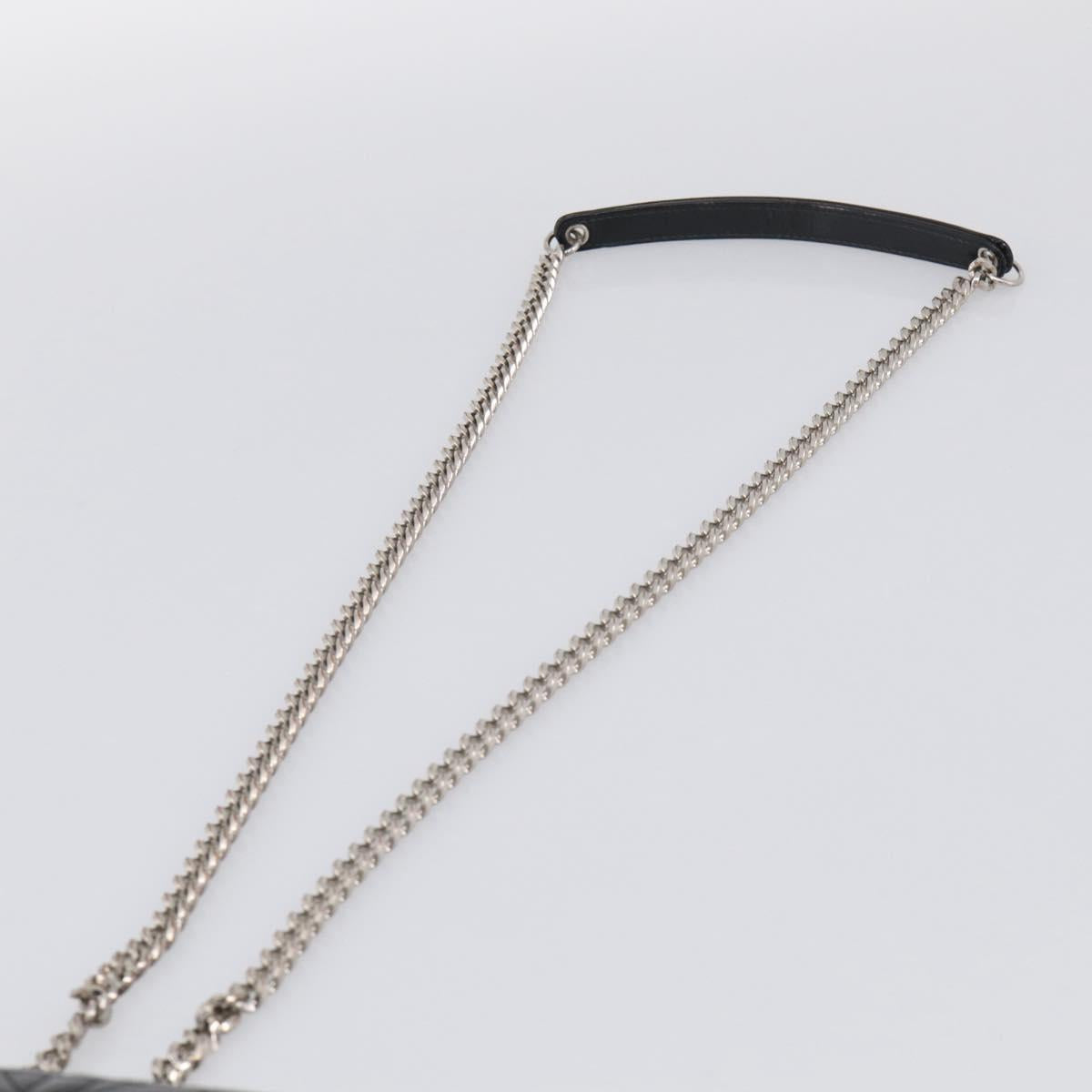 Christian Dior Canage Chain Shoulder Bag patent Black Silver Auth 211498V