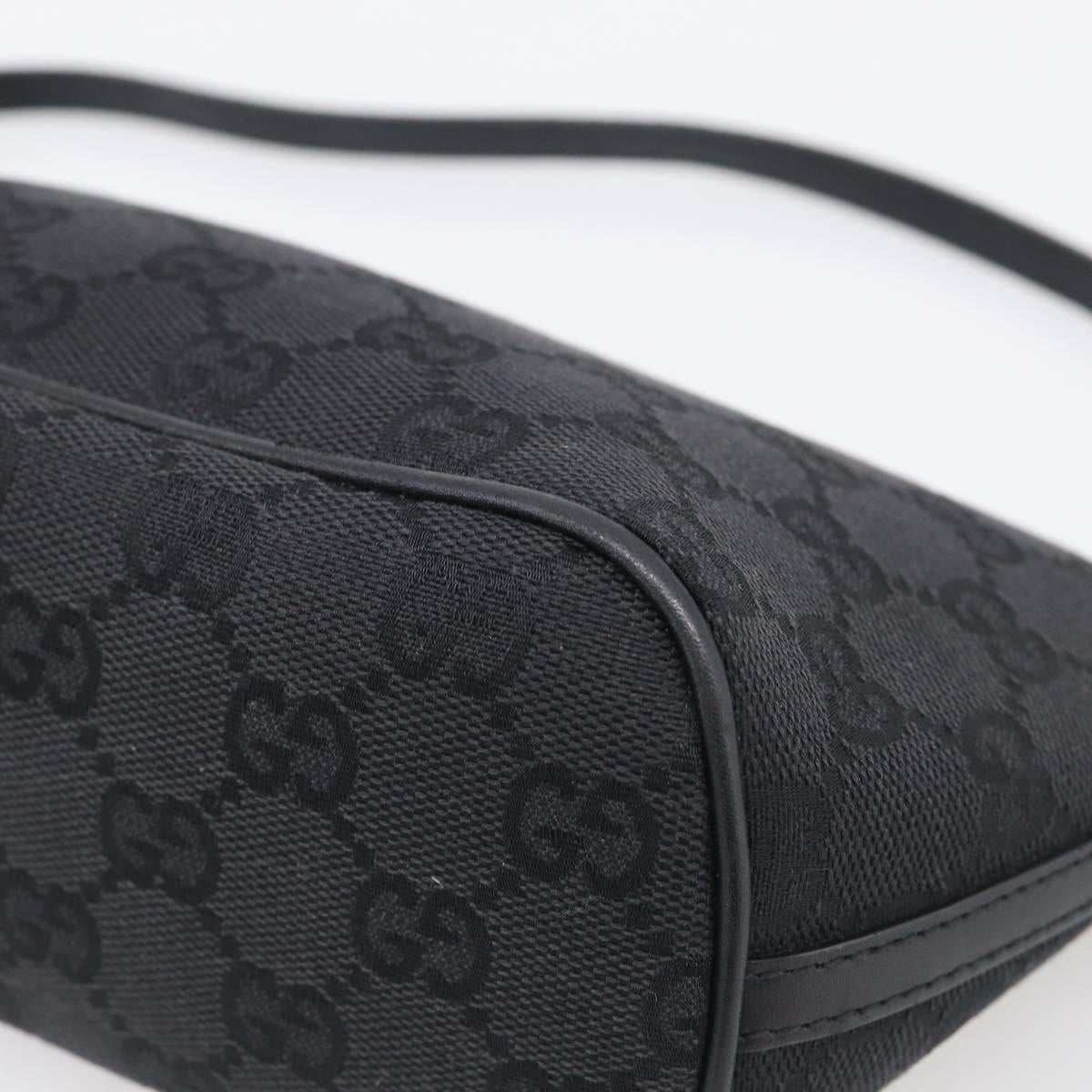 GUCCI GG Canvas Accessory Pouch Black Silver 07198 Auth 211499V