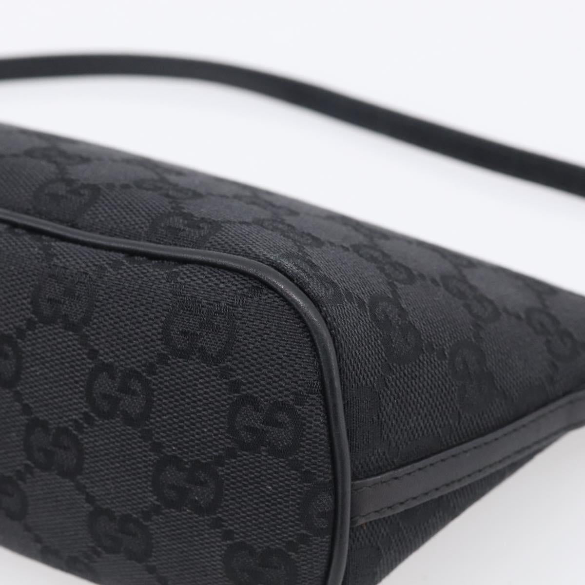 GUCCI GG Canvas Accessory Pouch Black Silver 07198 Auth 211499V