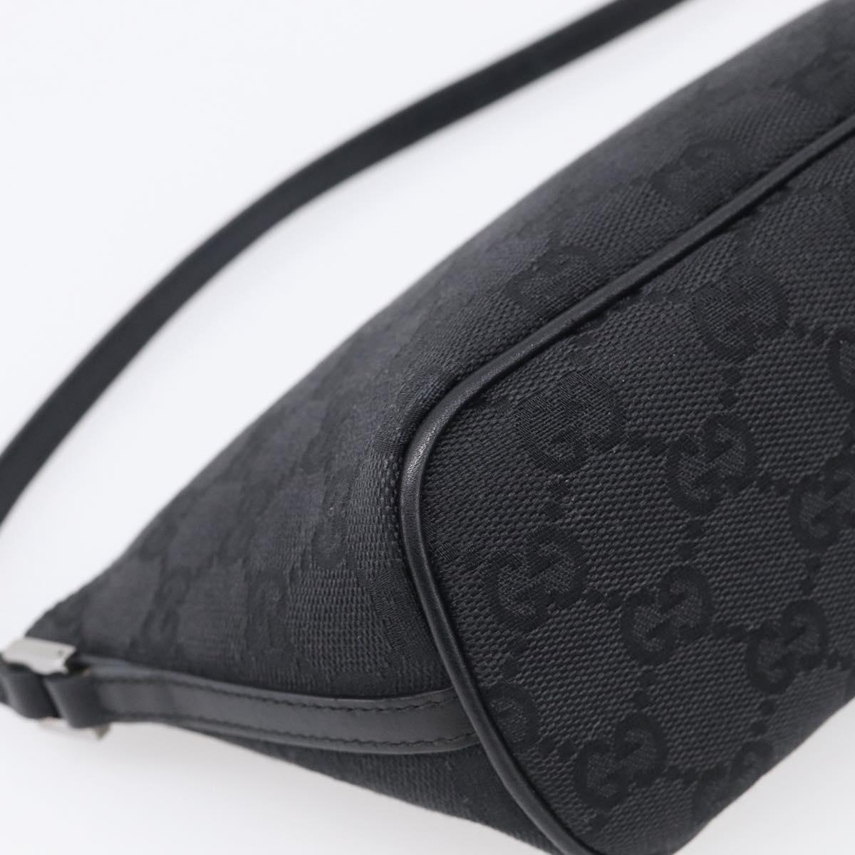 GUCCI GG Canvas Accessory Pouch Black Silver 07198 Auth 211499V