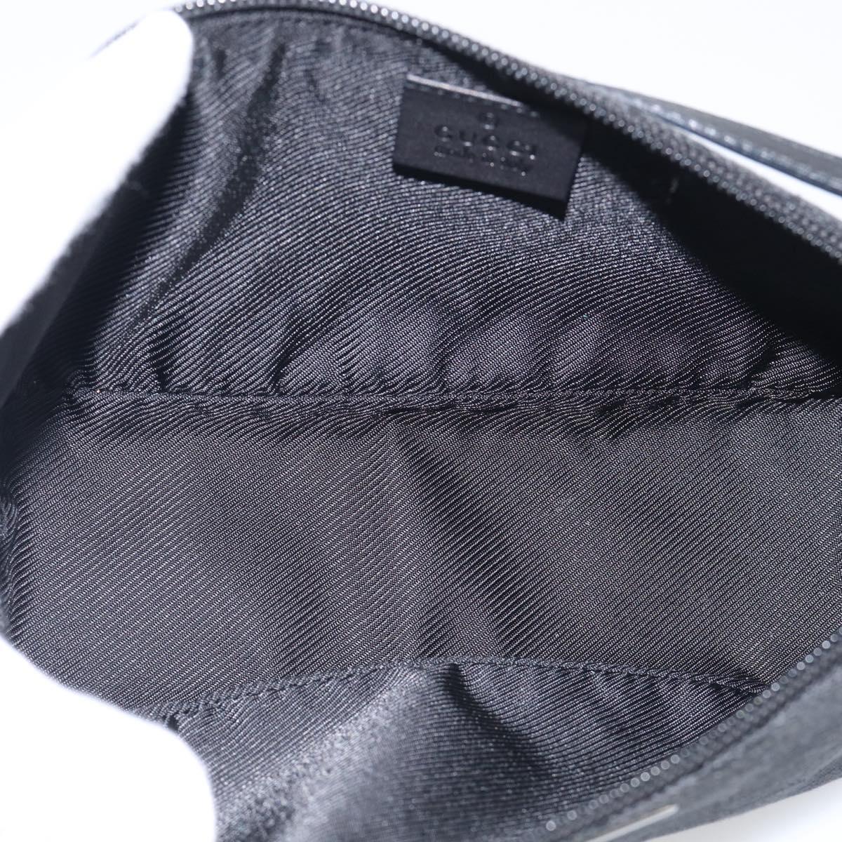 GUCCI GG Canvas Accessory Pouch Black Silver 07198 Auth 211499V