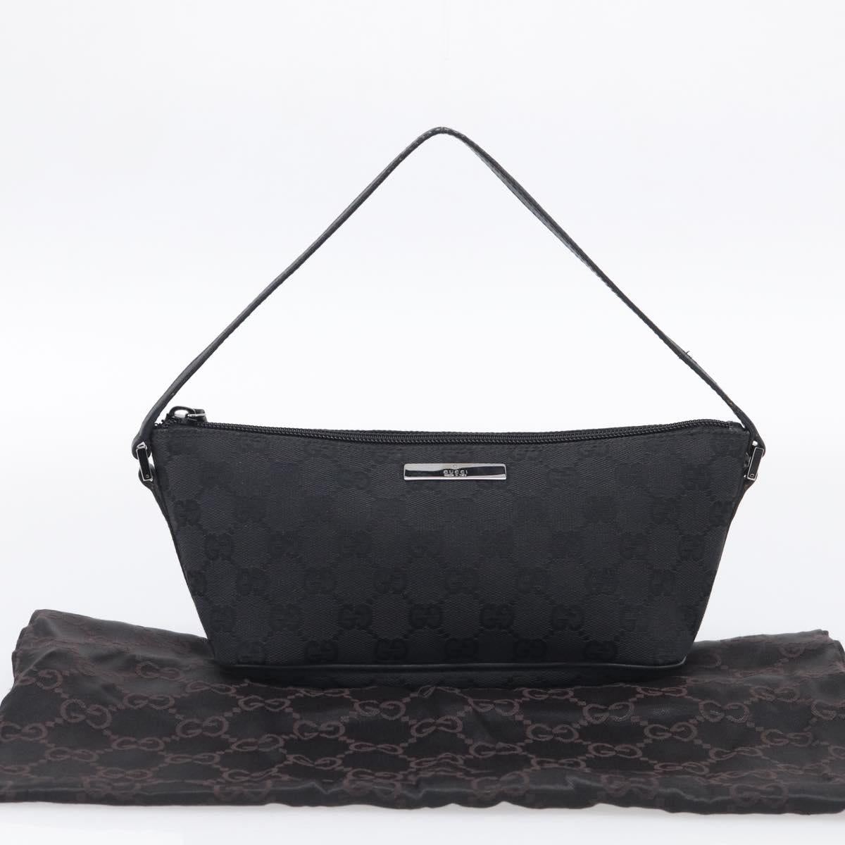 GUCCI GG Canvas Accessory Pouch Black Silver 07198 Auth 211499V