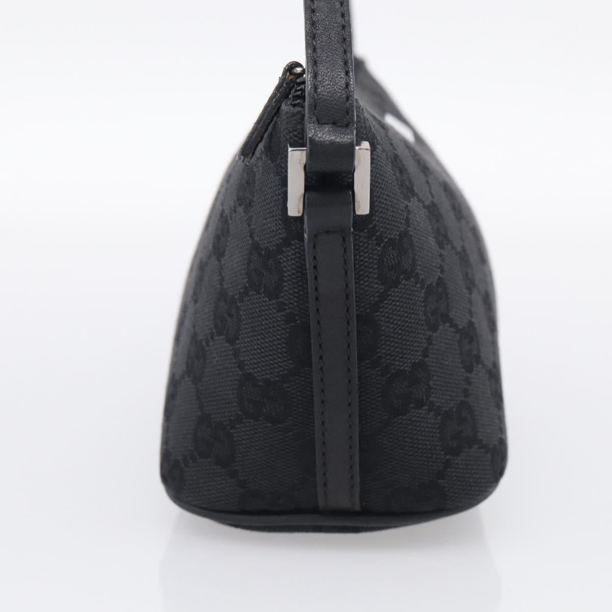 GUCCI GG Canvas Accessory Pouch Black Silver 07198 Auth 211499V