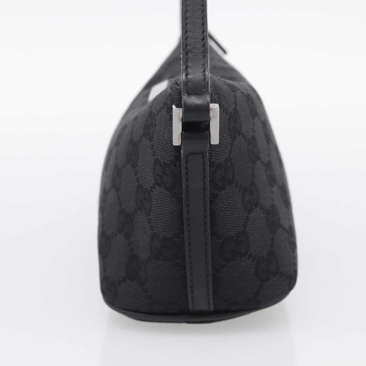 GUCCI GG Canvas Accessory Pouch Black Silver 07198 Auth 211499V
