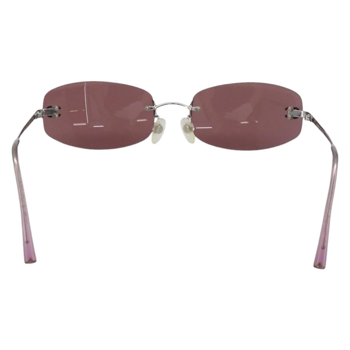 CHANEL COCO Mark Sunglasses Metal Brown Silver CC Auth 211503M