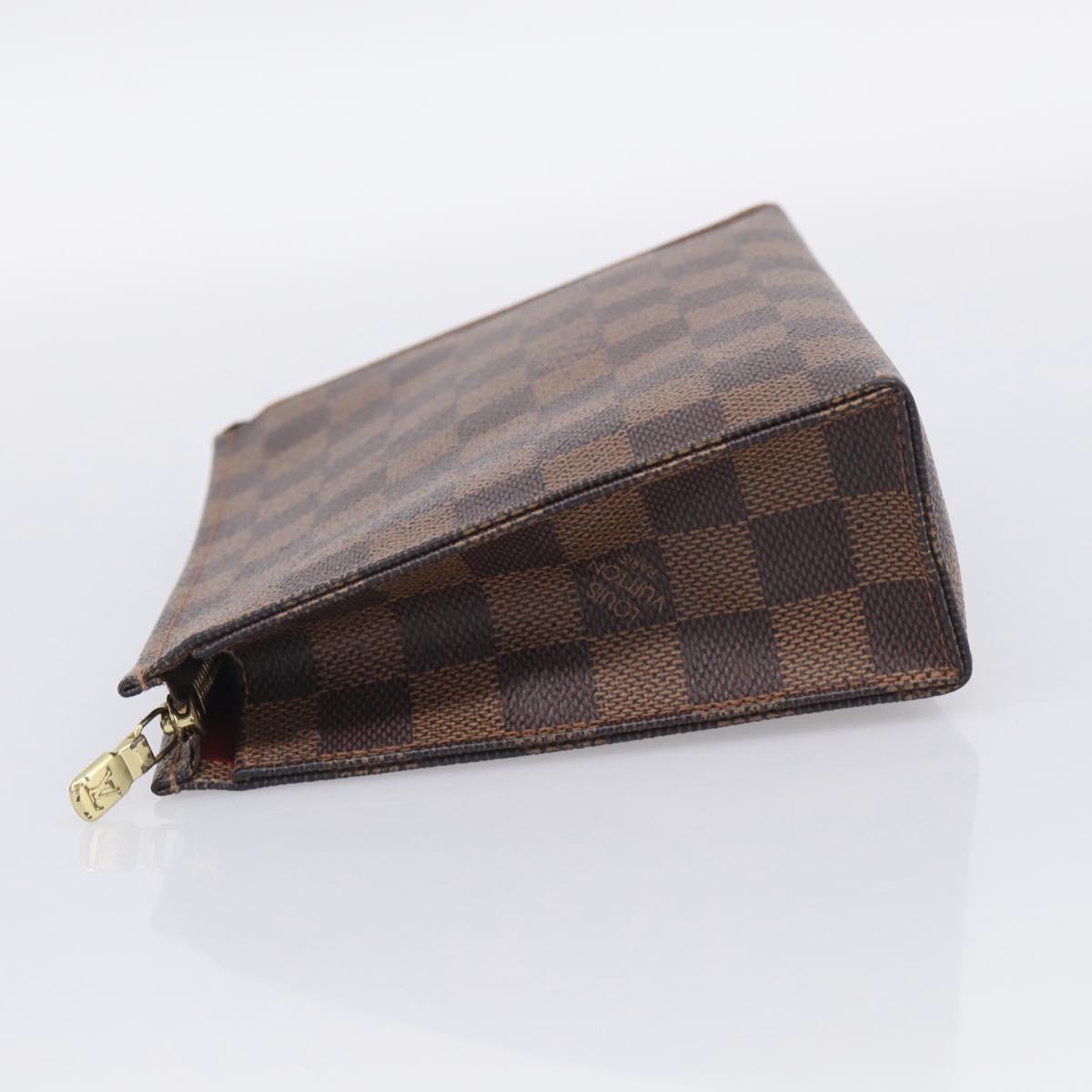 LOUIS VUITTON Damier Ebene Poche Toilette 19 Pouch N47544 LV Auth 211504V