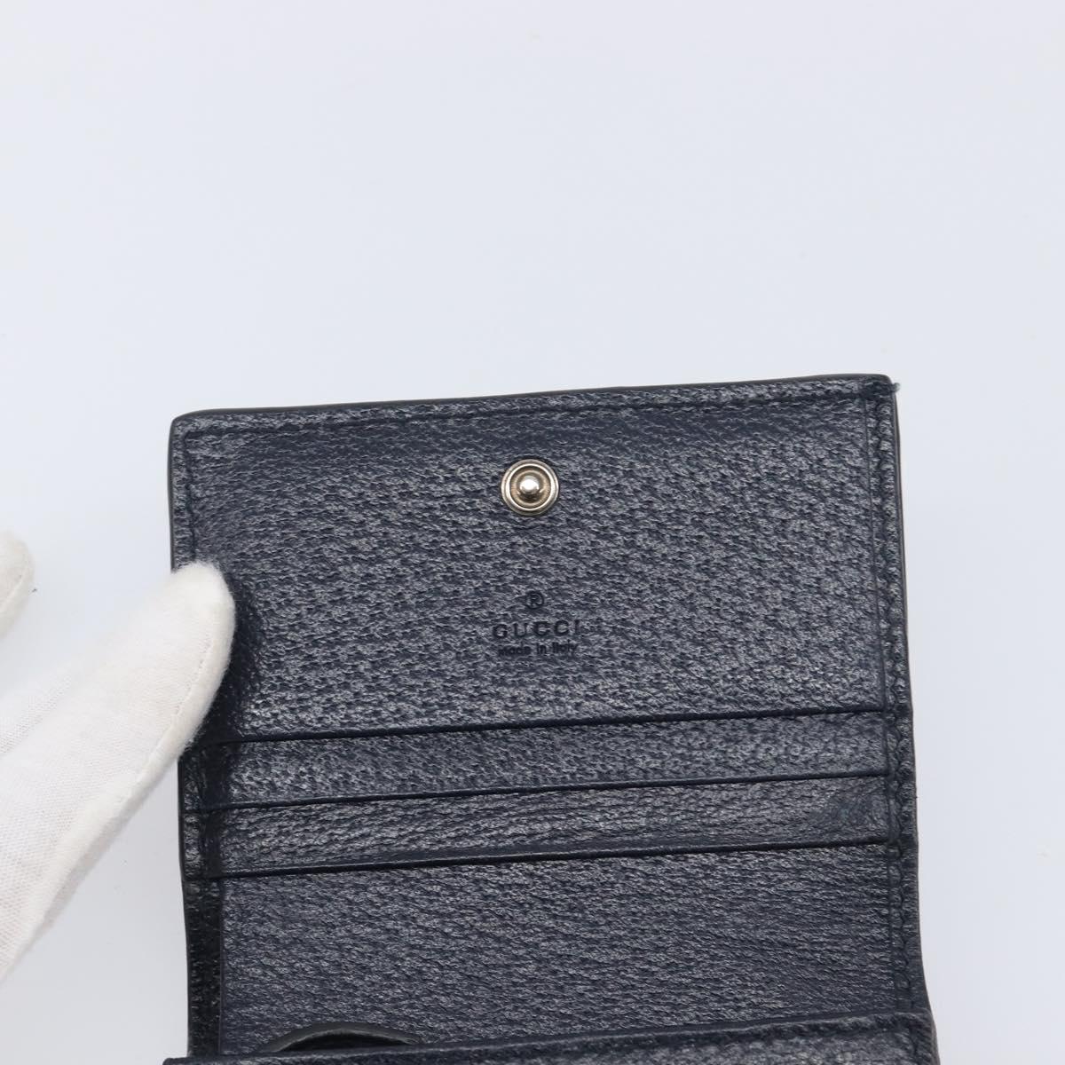 GUCCI GG Supreme Ophidia Sherry Line Wallet PVC Navy Silver 523155 Auth 211508V