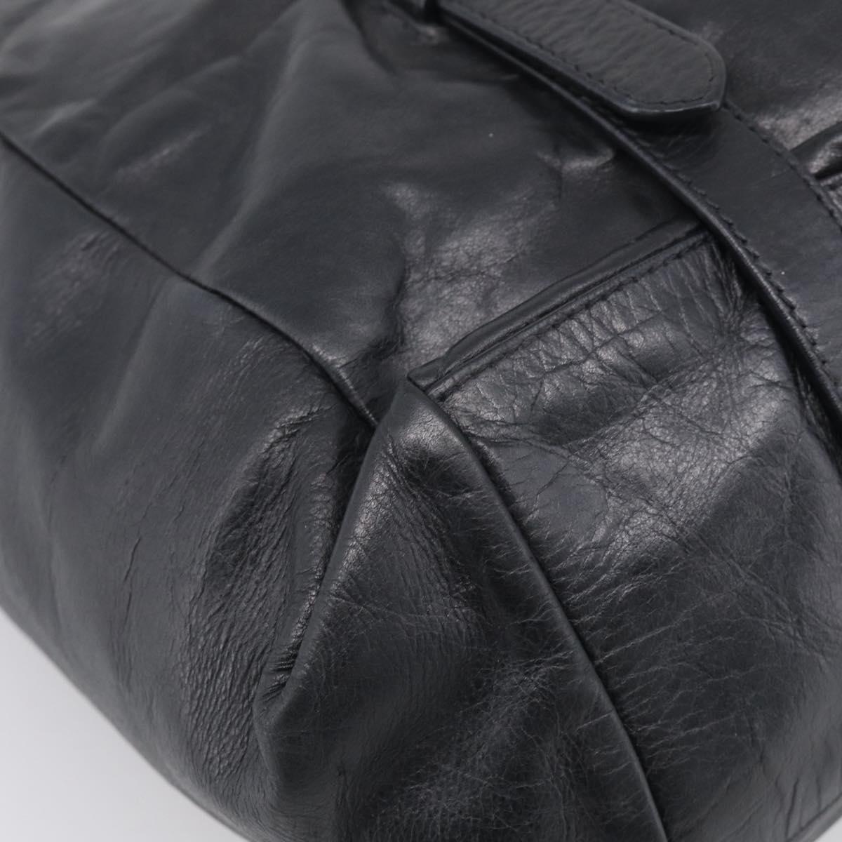 PRADA Vitellolux Tote Bag Leather Black Silver Auth 211512A