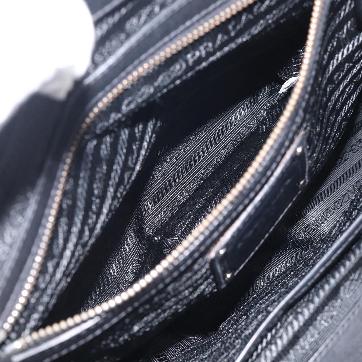 PRADA Vitellolux Tote Bag Leather Black Silver Auth 211512A