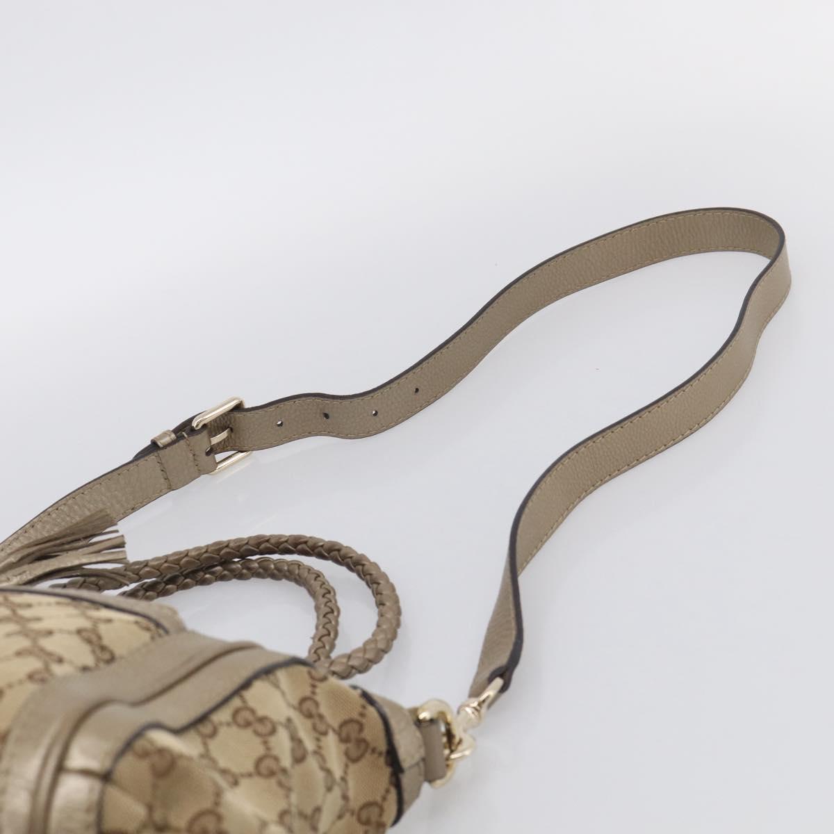 GUCCI GG Canvas Bamboo Hand Bag 2way Beige Gold 282300 Auth 211513V