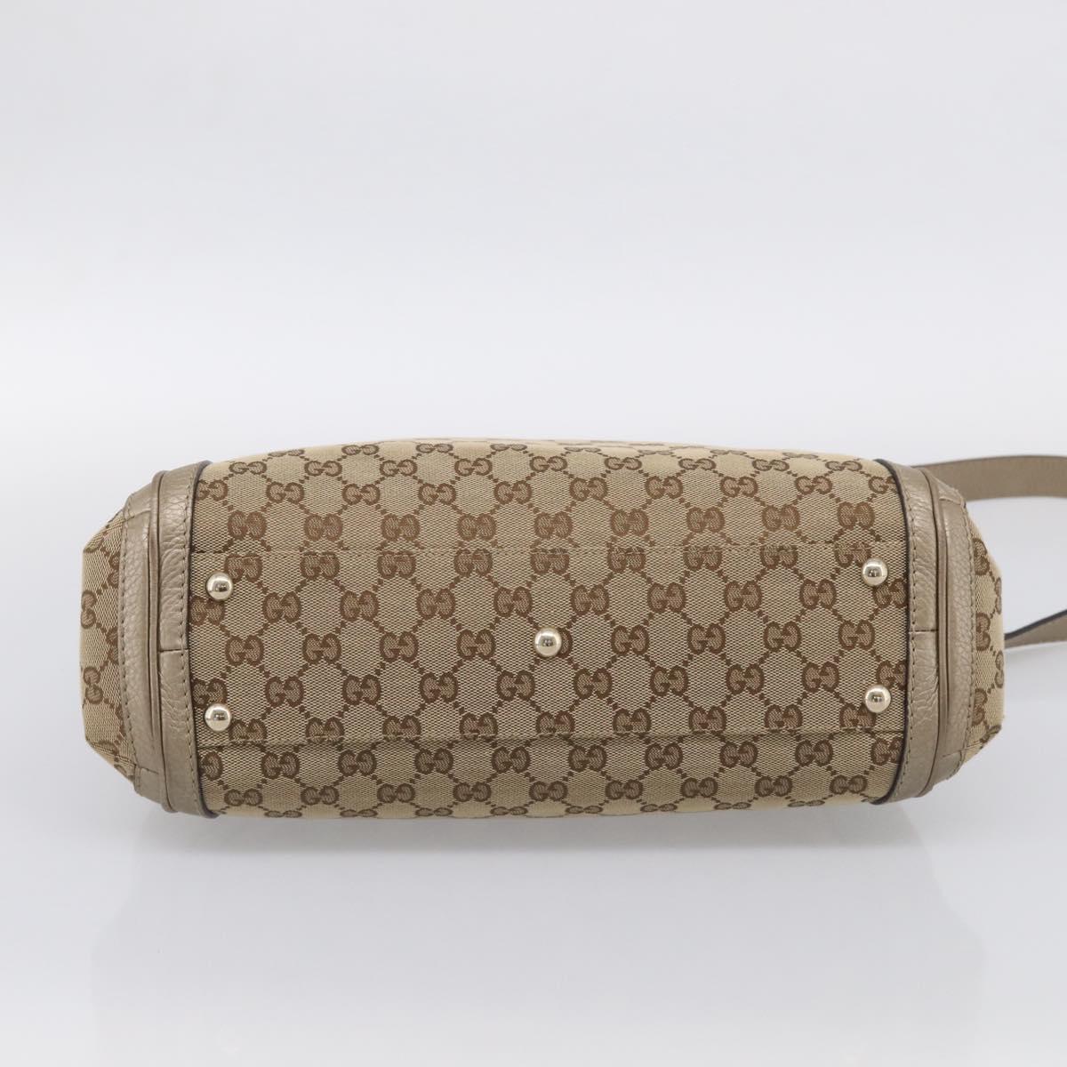 GUCCI GG Canvas Bamboo Hand Bag 2way Beige Gold 282300 Auth 211513V
