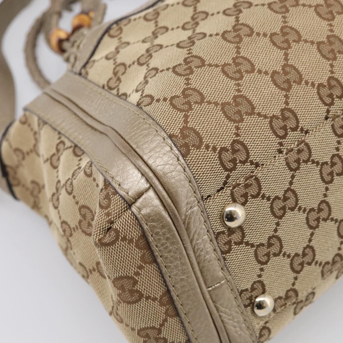 GUCCI GG Canvas Bamboo Hand Bag 2way Beige Gold 282300 Auth 211513V