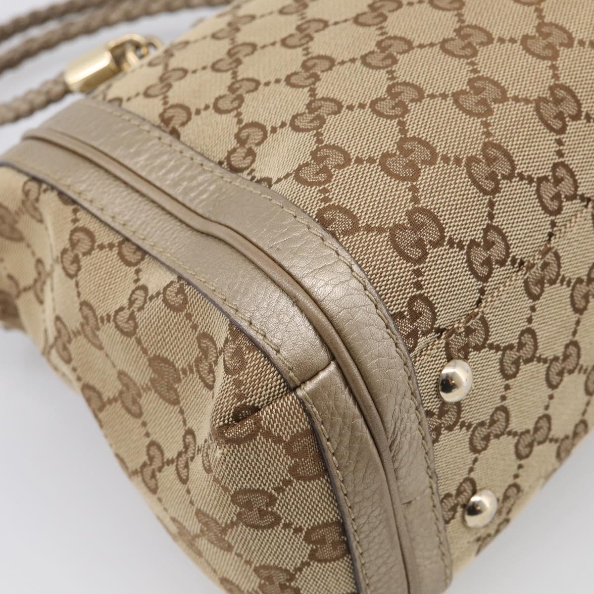 GUCCI GG Canvas Bamboo Hand Bag 2way Beige Gold 282300 Auth 211513V
