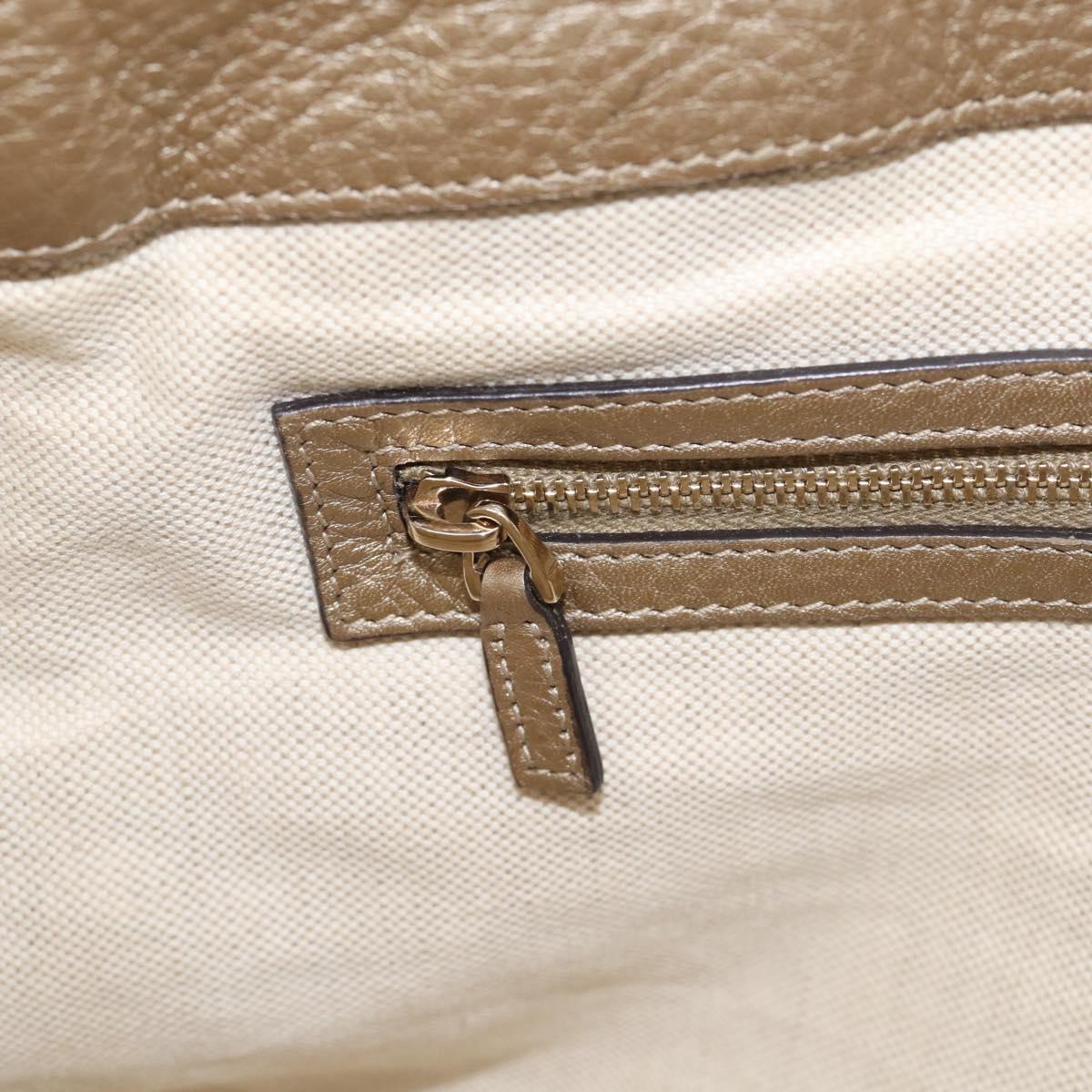 GUCCI GG Canvas Bamboo Hand Bag 2way Beige Gold 282300 Auth 211513V