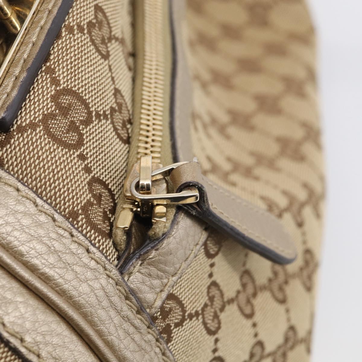 GUCCI GG Canvas Bamboo Hand Bag 2way Beige Gold 282300 Auth 211513V
