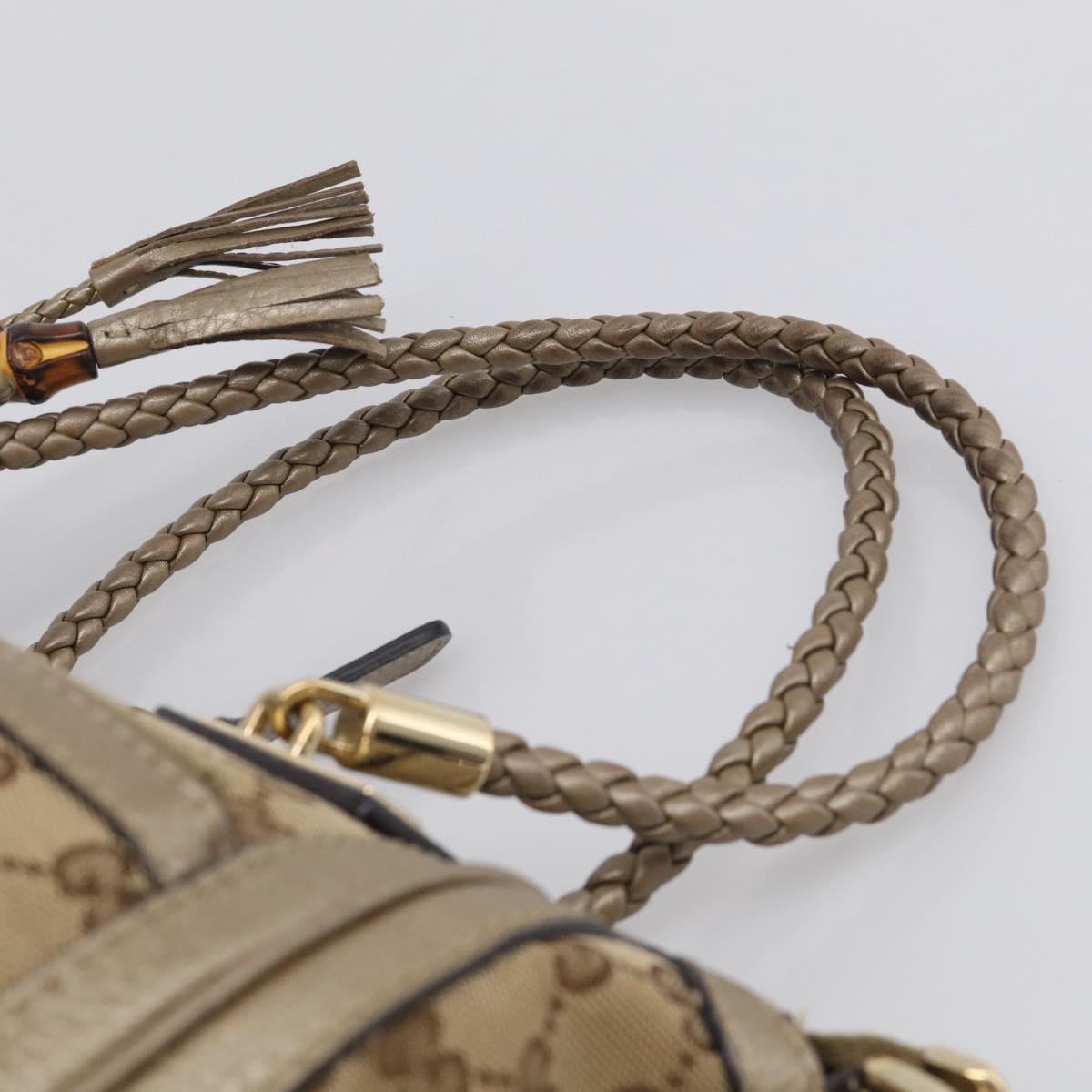GUCCI GG Canvas Bamboo Hand Bag 2way Beige Gold 282300 Auth 211513V