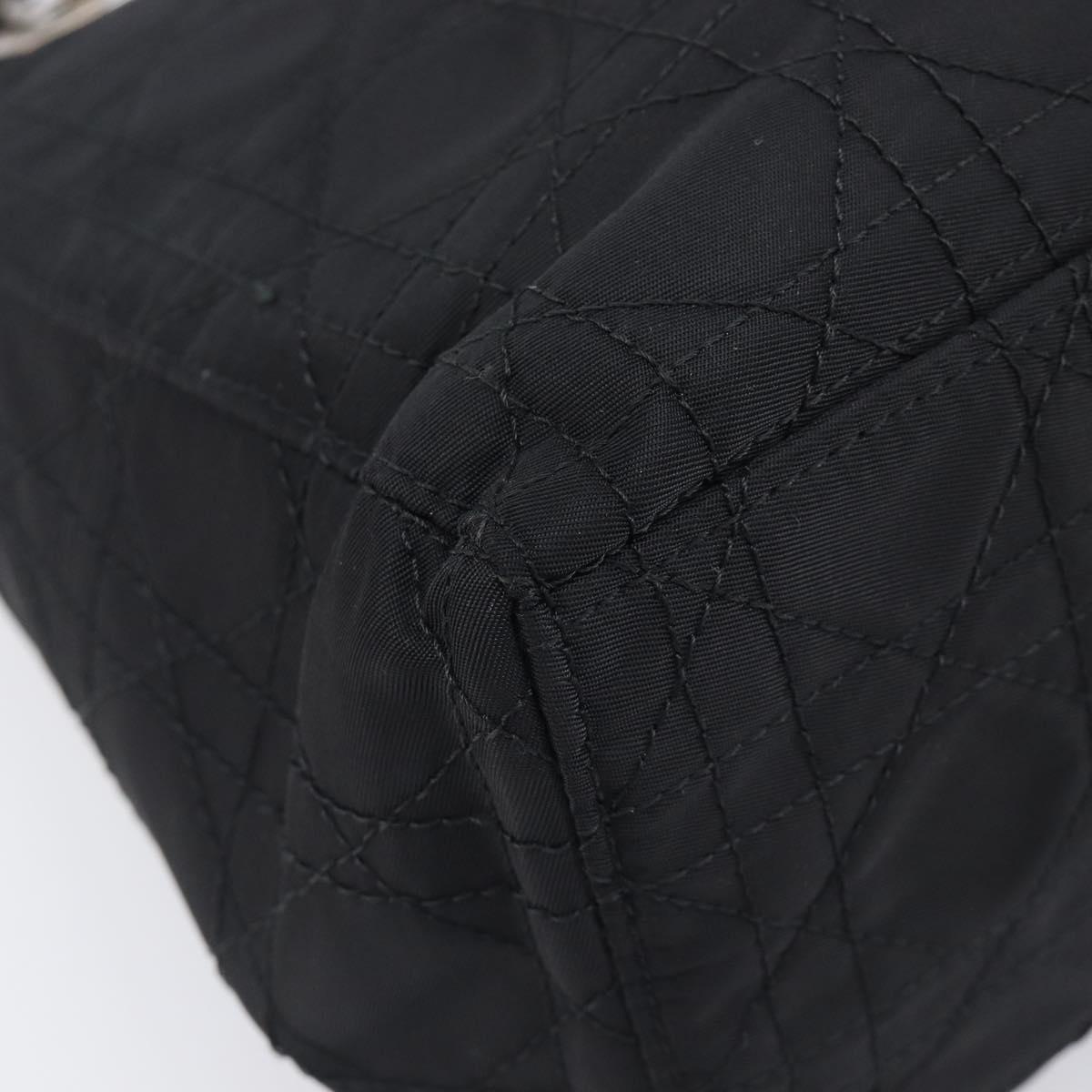 Christian Dior Canage Lady Dior Hand Bag Nylon 2way Black Silver Auth 211516V