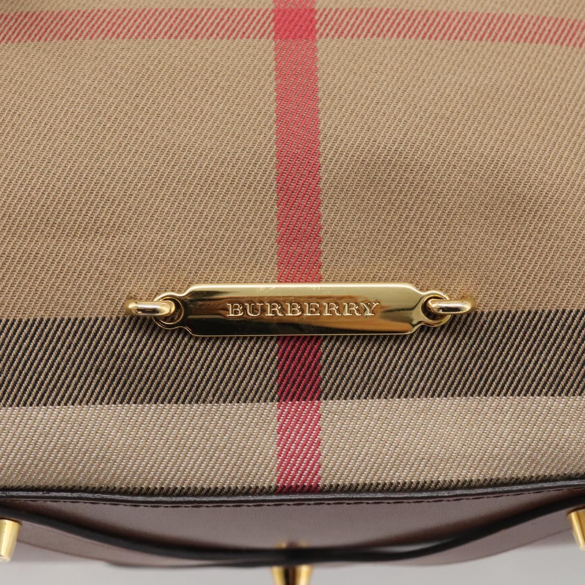 BURBERRY Nova Check Tote Bag Canvas Beige Gold Tone Auth 211518V