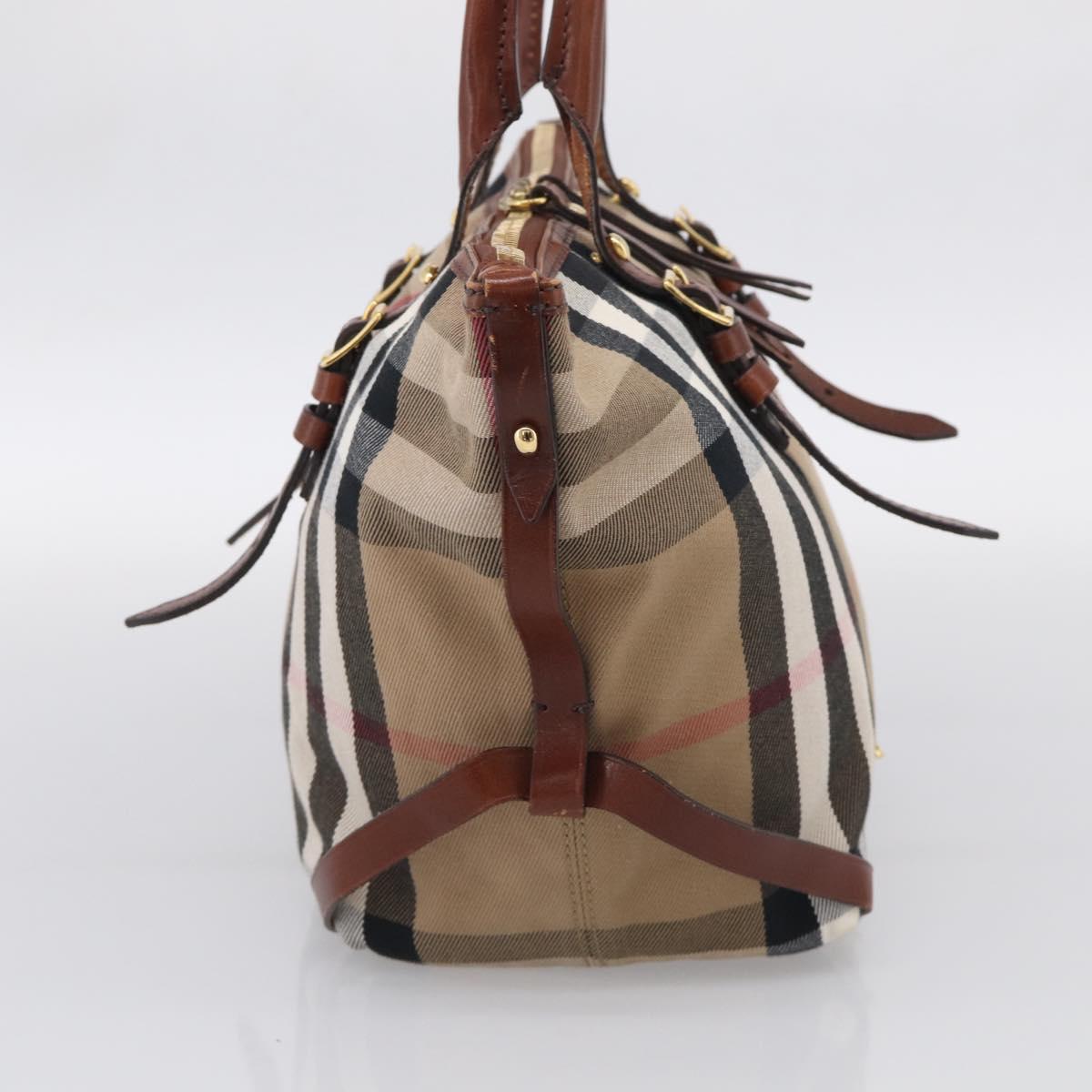 BURBERRY Nova Check Tote Bag Canvas Beige Gold Tone Auth 211518V