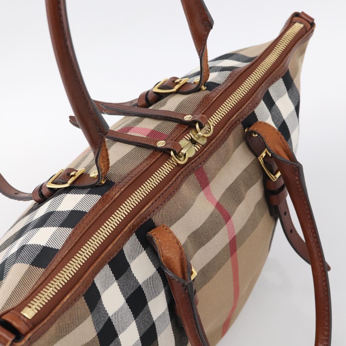 BURBERRY Nova Check Tote Bag Canvas Beige Gold Tone Auth 211518V