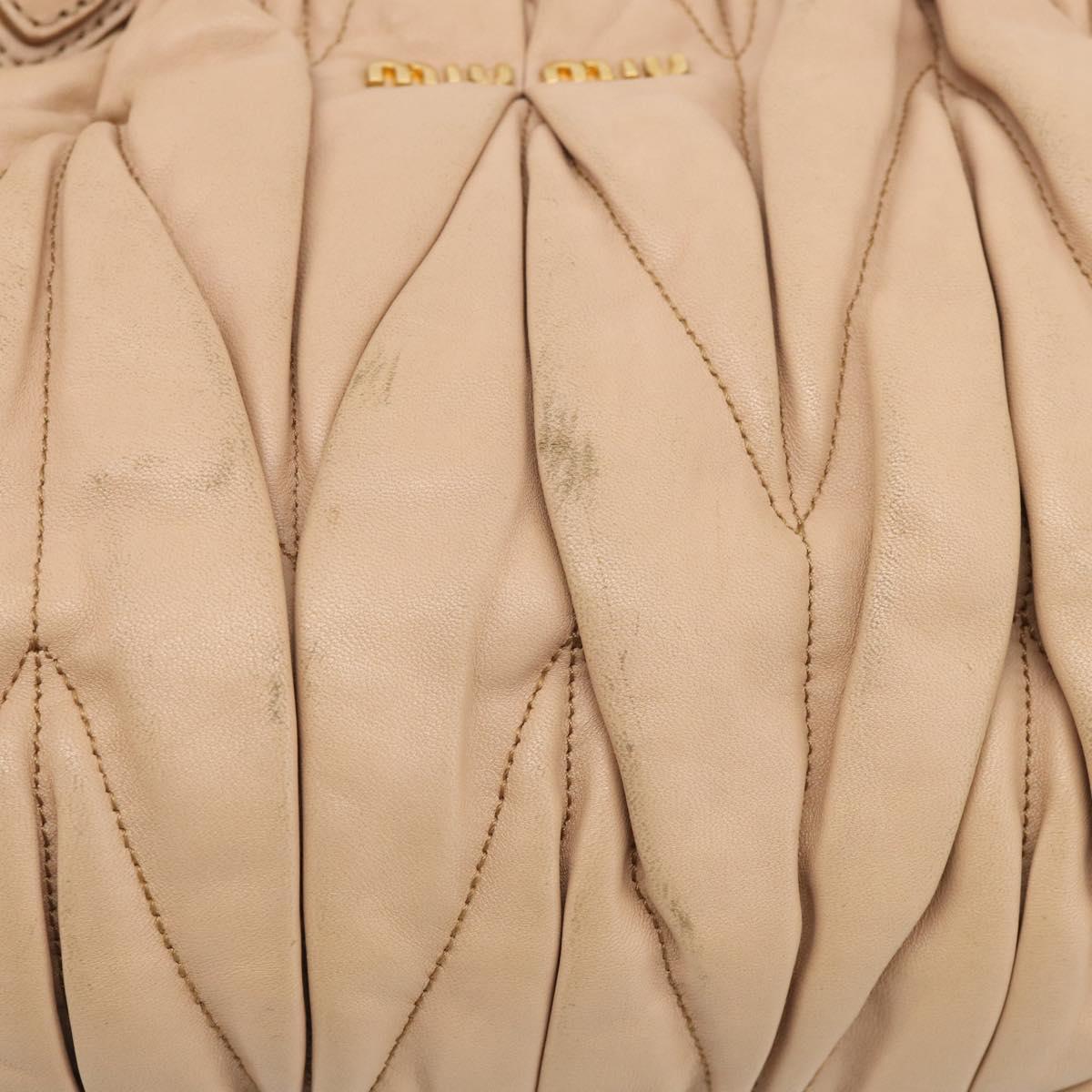 Miu Miu Matelasse Hand Bag Leather 2way Beige Gold Tone Auth 211519V