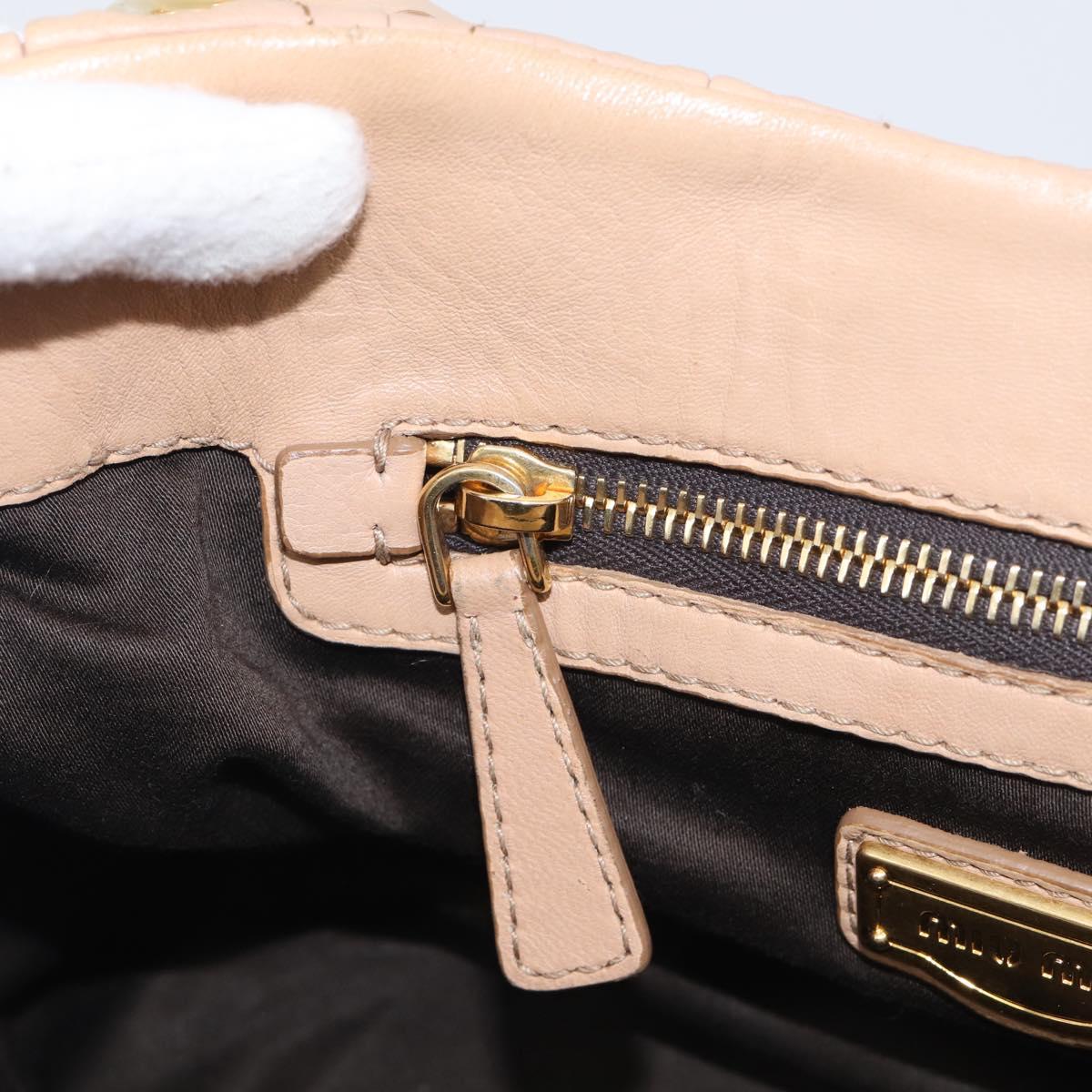Miu Miu Matelasse Hand Bag Leather 2way Beige Gold Tone Auth 211519V