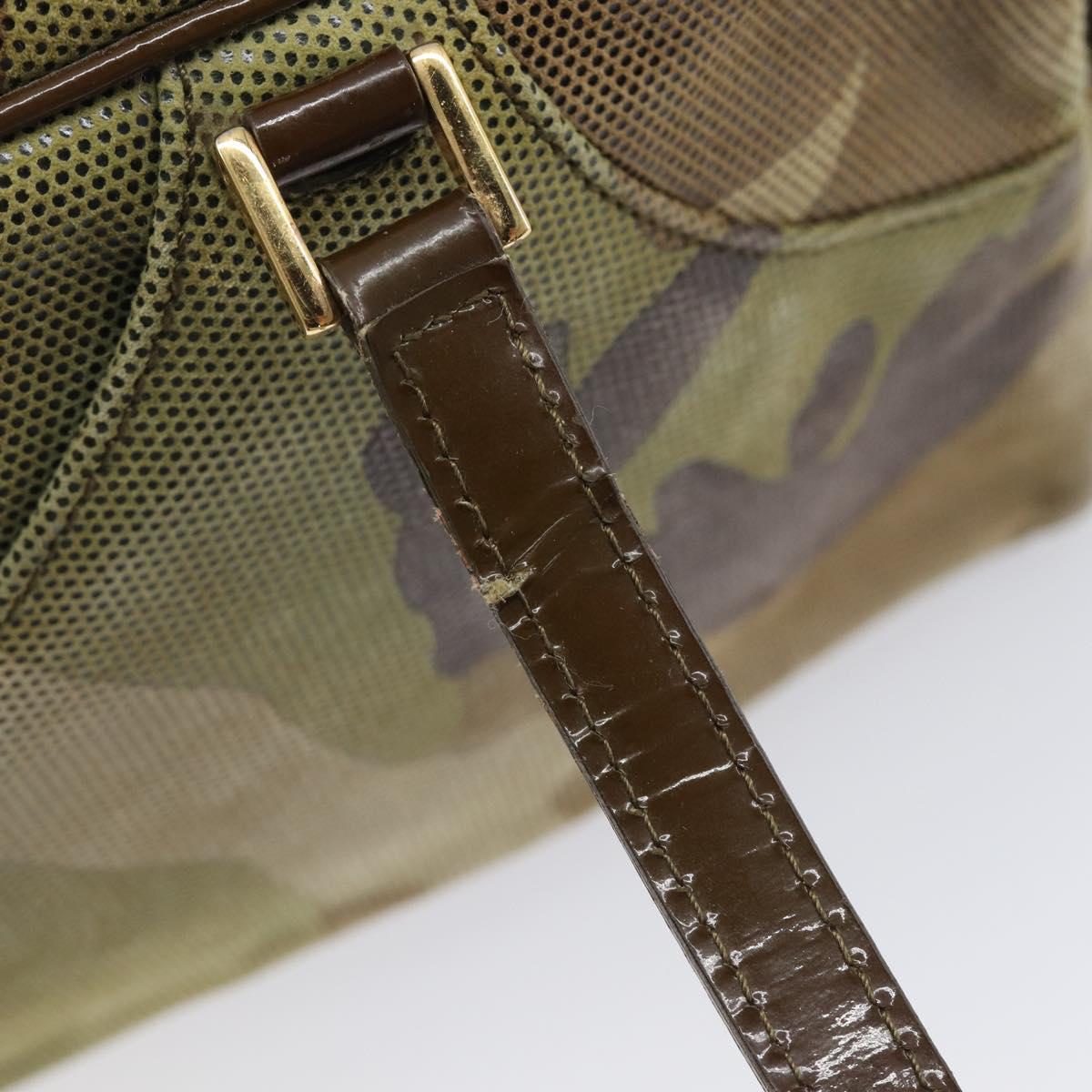 Christian Dior Boston Bag Leather Green Gold Tone Auth 211541A