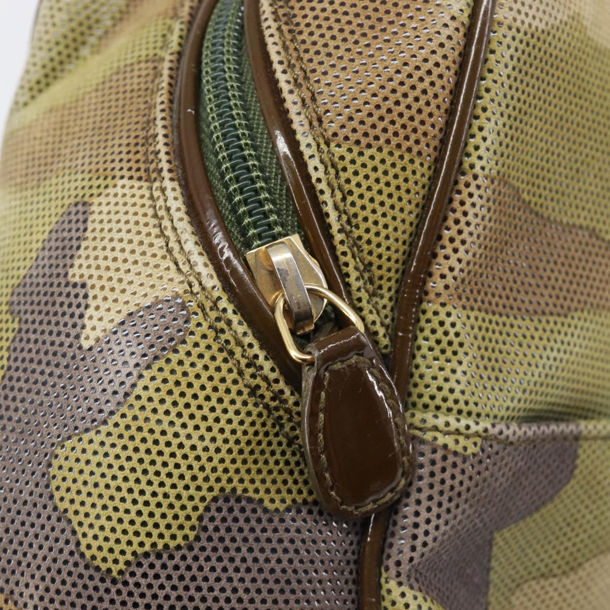 Christian Dior Boston Bag Leather Green Gold Tone Auth 211541A