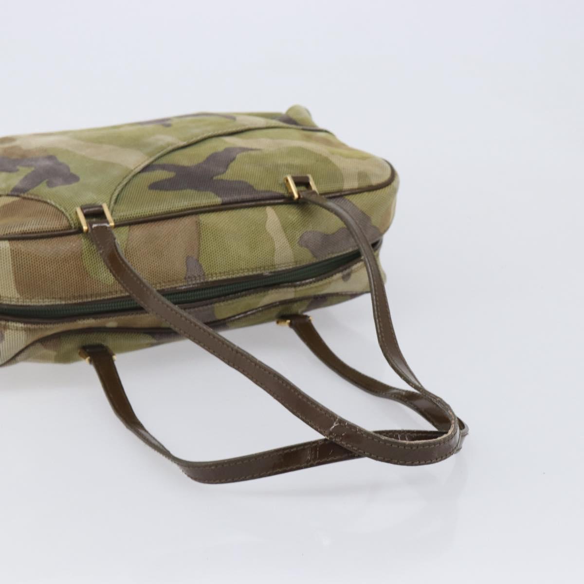 Christian Dior Boston Bag Leather Green Gold Tone Auth 211541A