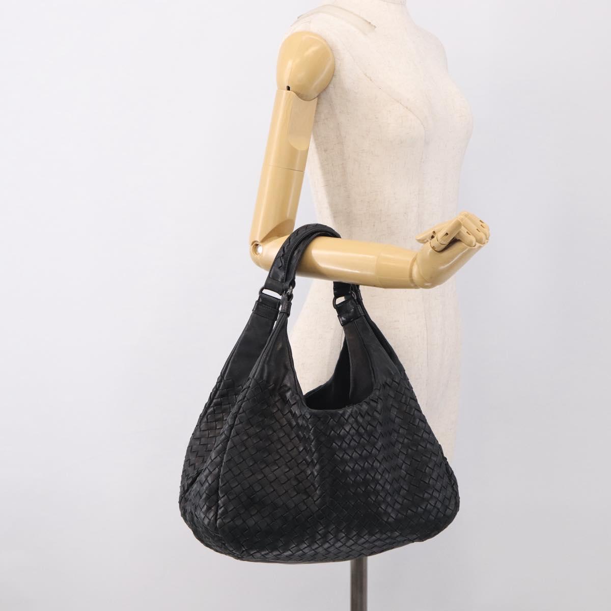 Bottega Veneta INTRECCIATO Hobo Shoulder Bag Leather Black Auth 211546V
