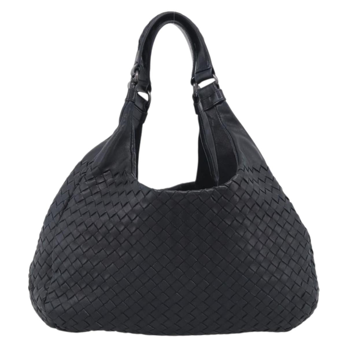 Bottega Veneta INTRECCIATO Hobo Shoulder Bag Leather Black Auth 211546V