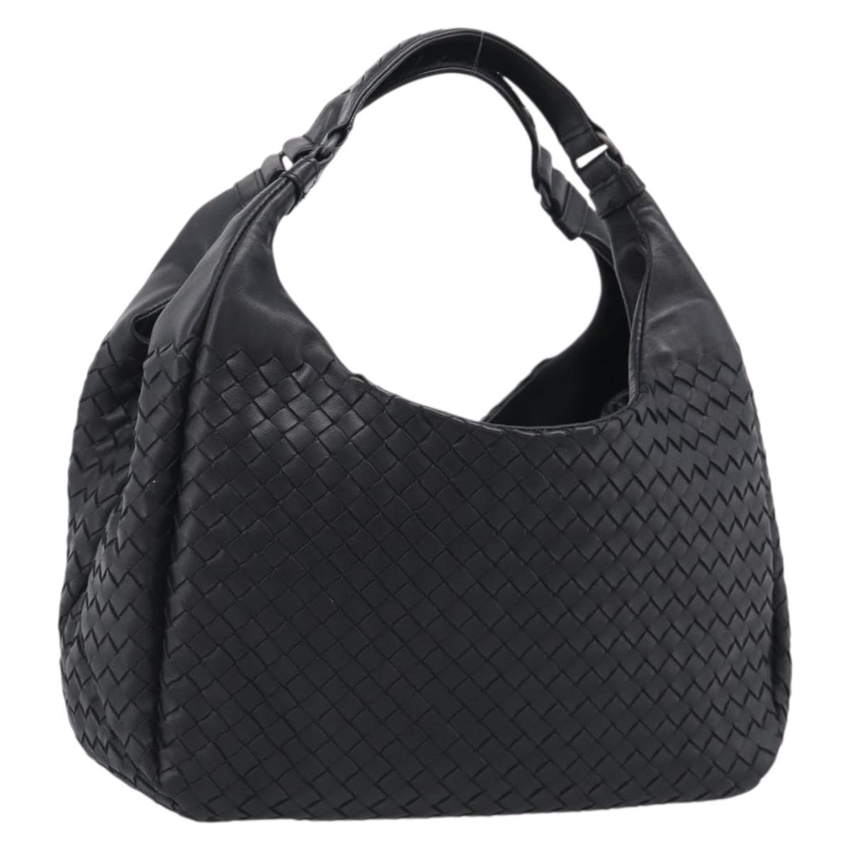 Bottega Veneta INTRECCIATO Hobo Shoulder Bag Leather Black 125787 Auth 211547SAM