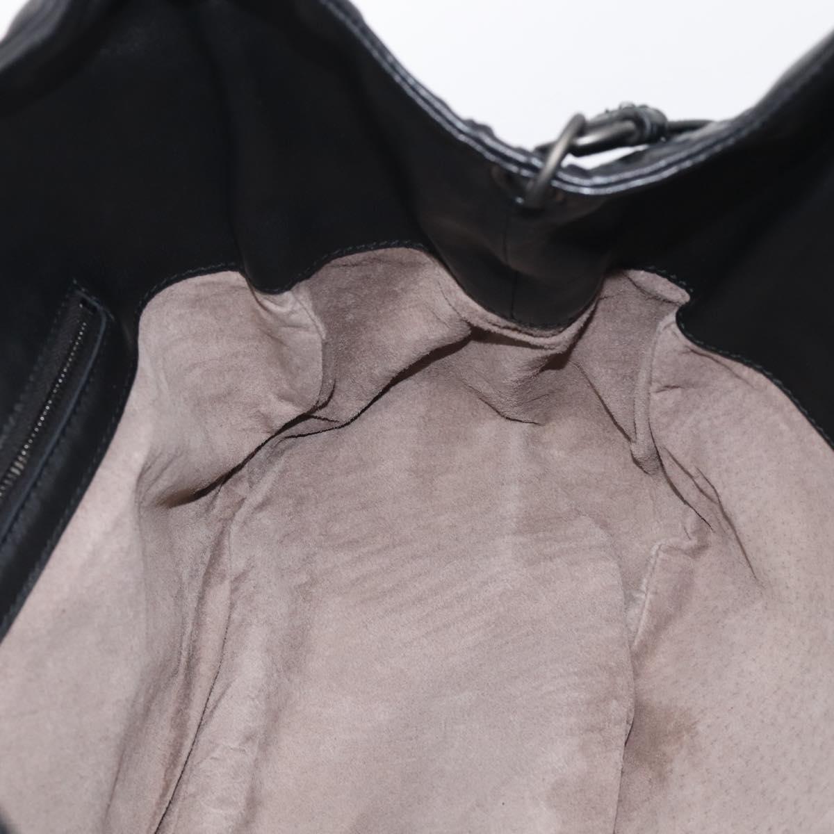 Bottega Veneta INTRECCIATO Hobo Shoulder Bag Leather Black 125787 Auth 211547SAM