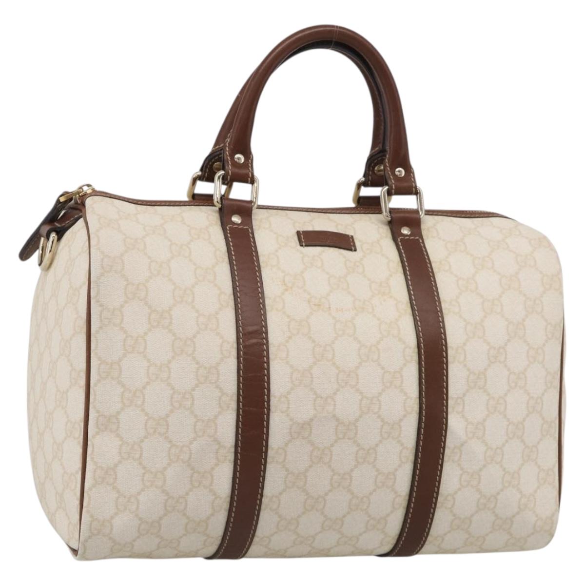 GUCCI GG Supreme Boston Bag PVC Ivory Gold Tone 193603 Auth 211552A