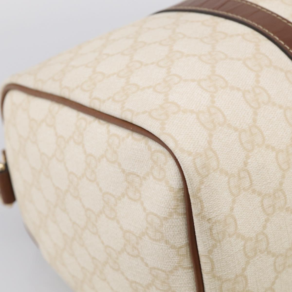 GUCCI GG Supreme Boston Bag PVC Ivory Gold Tone 193603 Auth 211552A