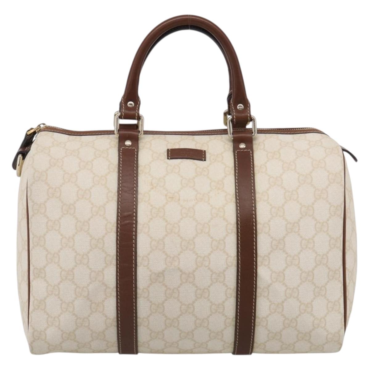 GUCCI GG Supreme Boston Bag PVC Ivory Gold Tone 193603 Auth 211552A