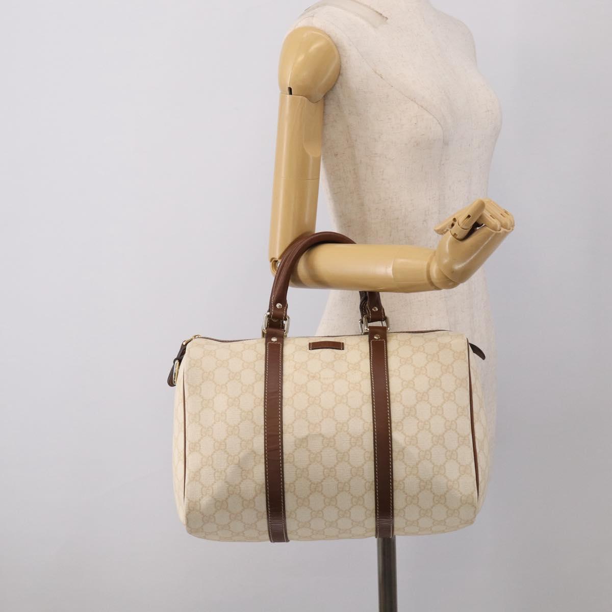 GUCCI GG Supreme Boston Bag PVC Ivory Gold Tone 193603 Auth 211552A