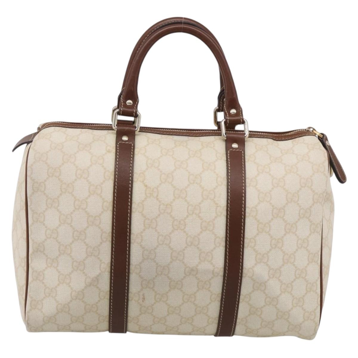 GUCCI GG Supreme Boston Bag PVC Ivory Gold Tone 193603 Auth 211552A