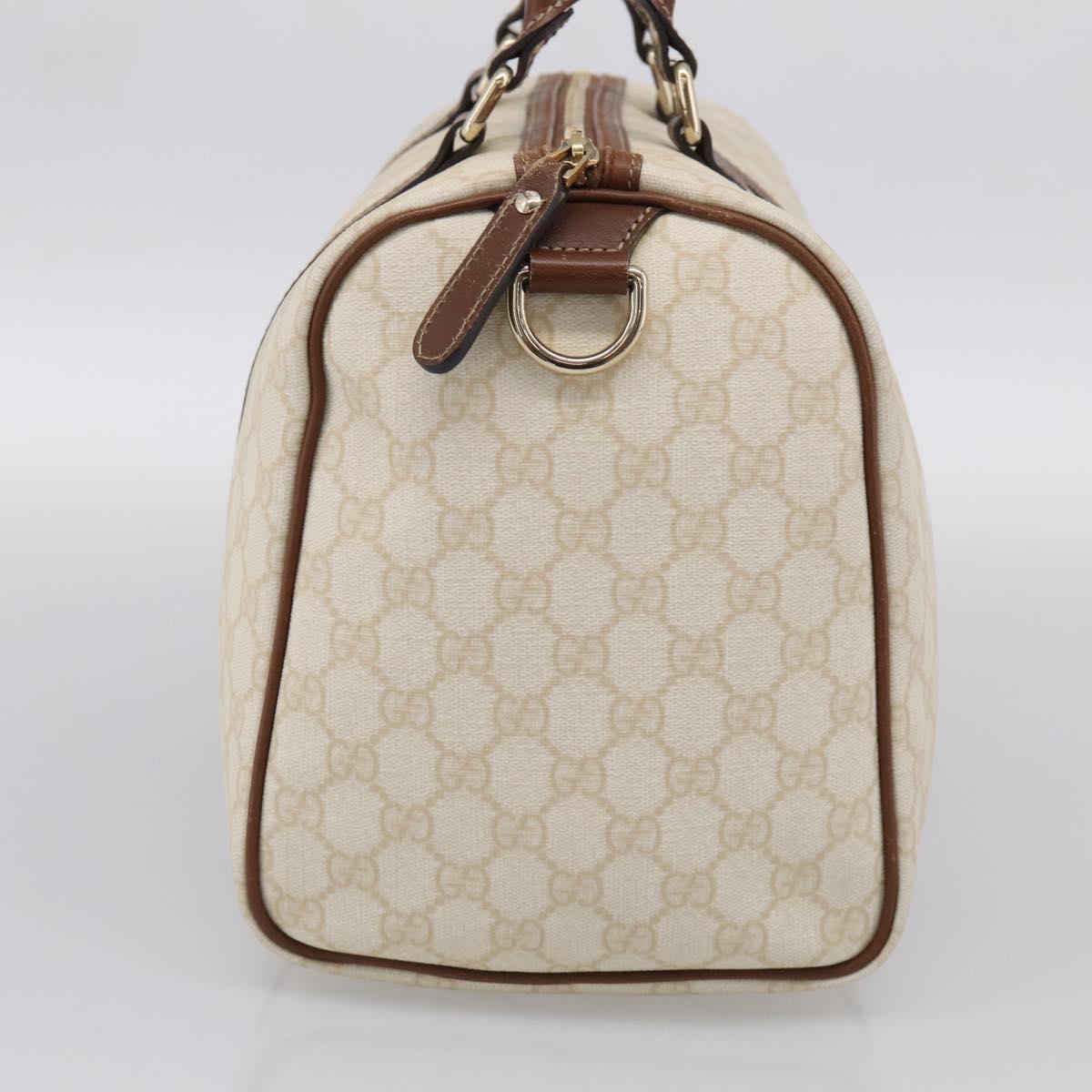 GUCCI GG Supreme Boston Bag PVC Ivory Gold Tone 193603 Auth 211552A