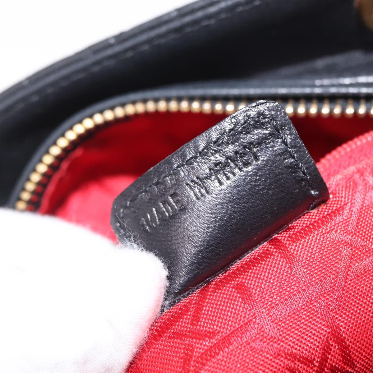 Christian Dior Canage Lady Dior Hand Bag Lamb Skin 2way Black Gold Auth 211553V