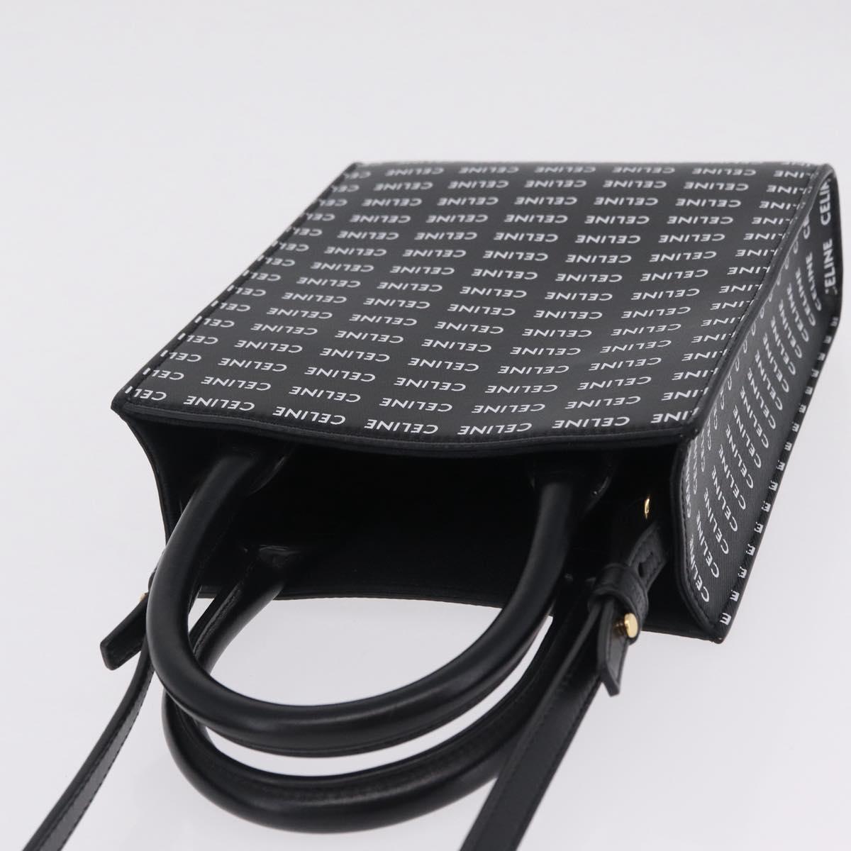 CELINE Mini Vertical Cabas Hand Bag PVC 2way Black Gold Auth 211607M