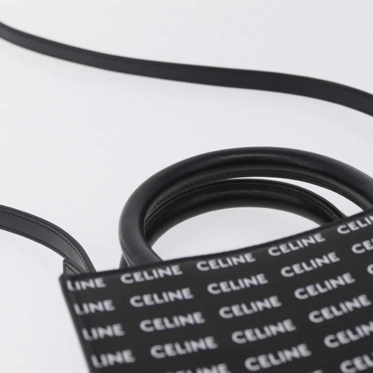CELINE Mini Vertical Cabas Hand Bag PVC 2way Black Gold Auth 211607M
