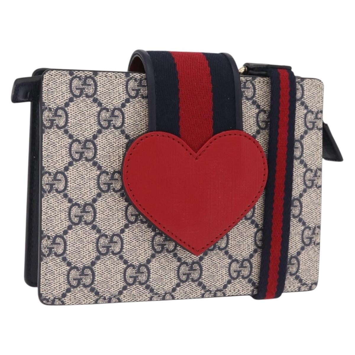 GUCCI Children's GG Supreme Sherry Line Bag PVC Navy Gold 793830 Auth 211611V