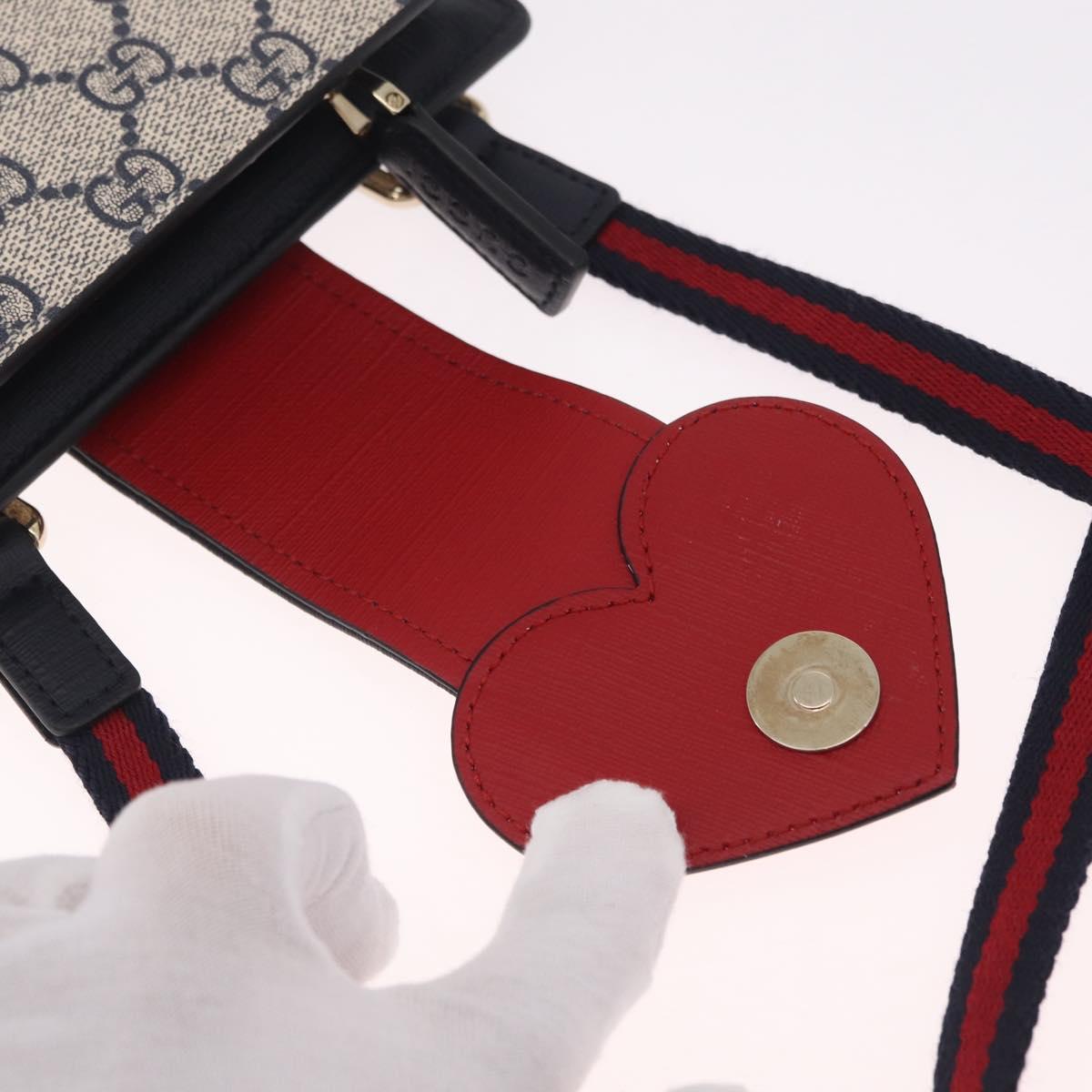 GUCCI Children's GG Supreme Sherry Line Bag PVC Navy Gold 793830 Auth 211611V