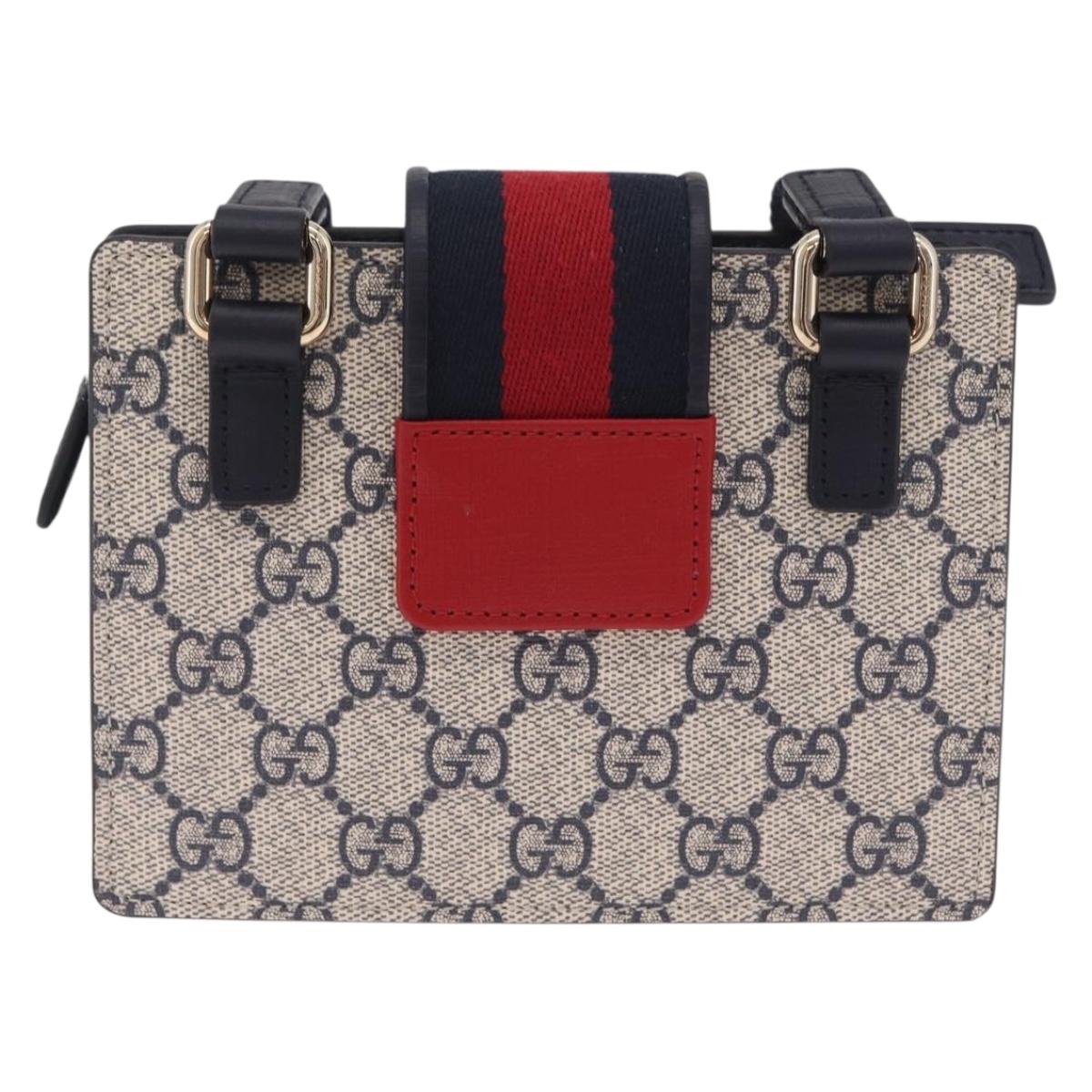 GUCCI Children's GG Supreme Sherry Line Bag PVC Navy Gold 793830 Auth 211611V