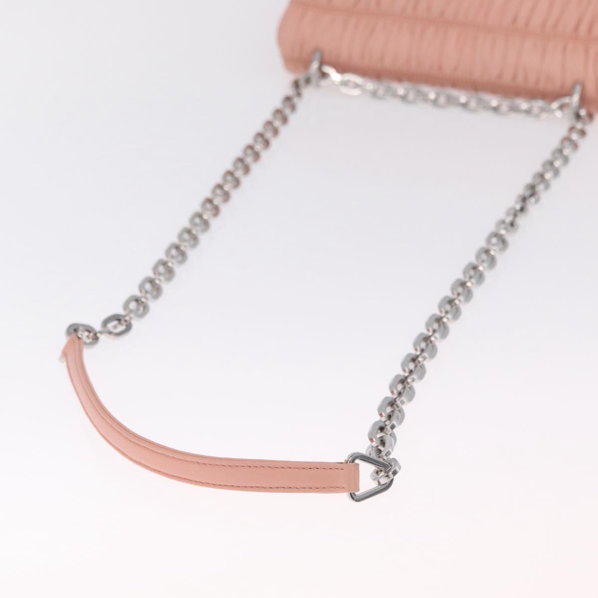 PRADA Gathered Chain Shoulder Bag Leather Pink Silver Auth 211648V