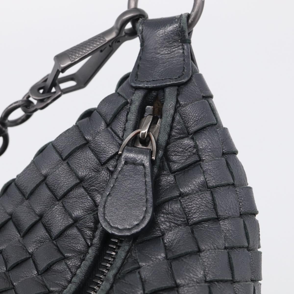 Bottega Veneta INTRECCIATO Shoulder Bag Leather Black Auth 211692A