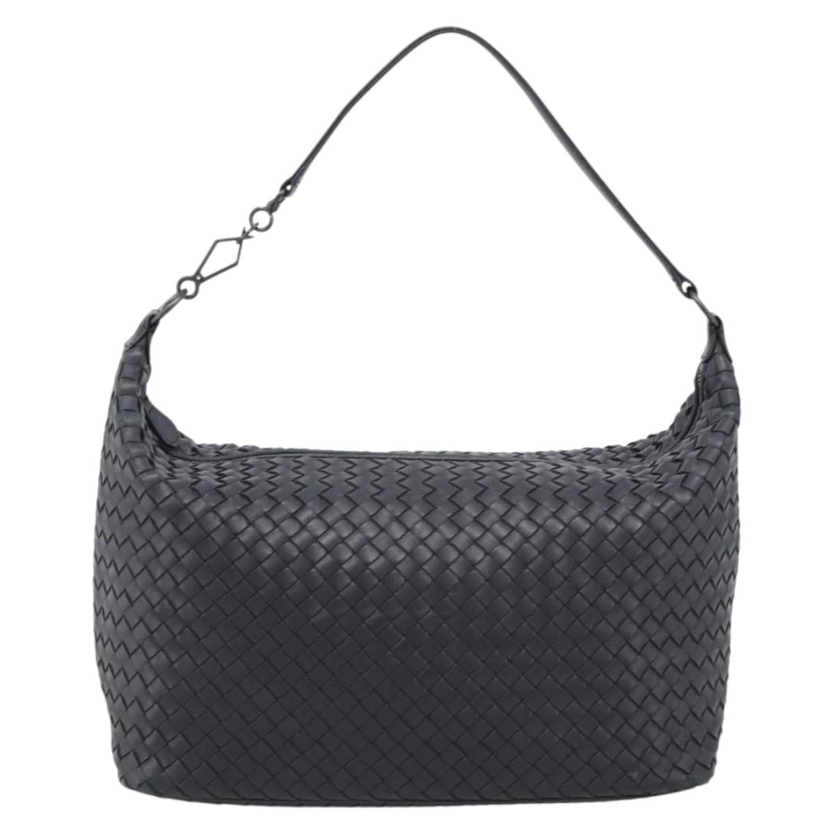 Bottega Veneta INTRECCIATO Shoulder Bag Leather Black Auth 211692A